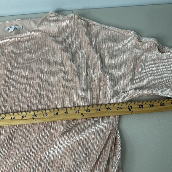 Chicos Blouse 2XL Pink Velvet Ribbed - Picture 5 of 11